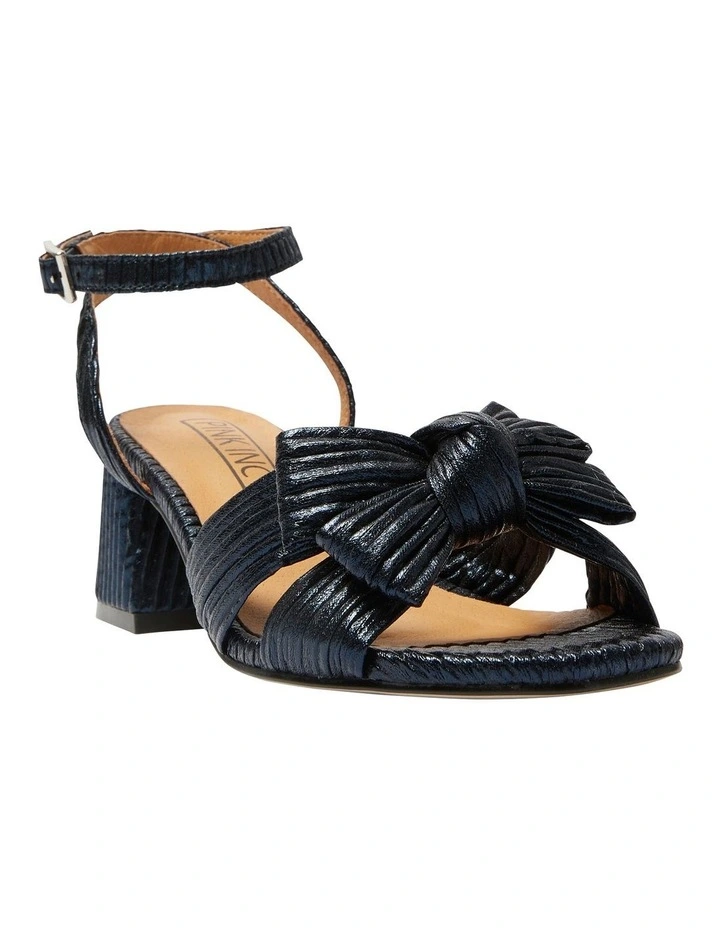 Tiara Sandals in Navy Pleat