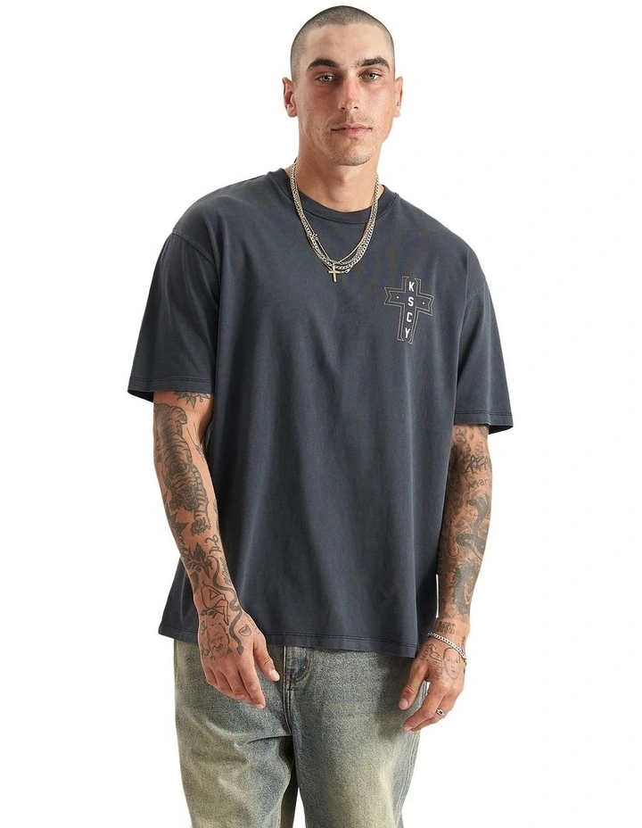 The Knight Heavy Box Fit Tee in Pigment Black