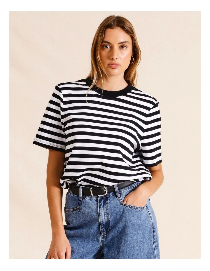 Organic Cotton Boyfriend Tee in Black/White
