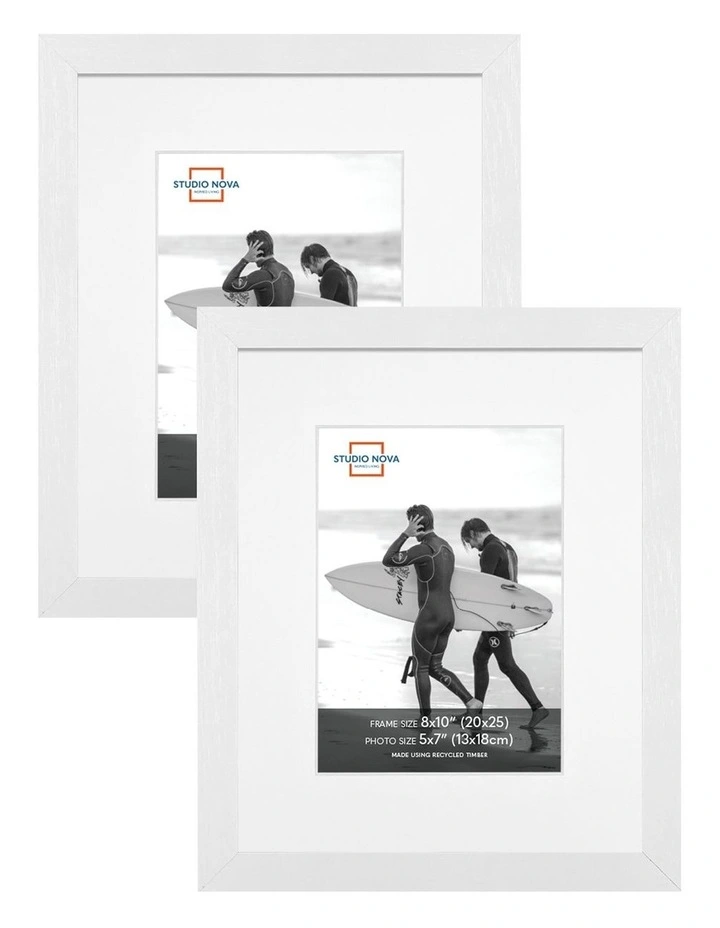 Premium Picture Photo Frame 8x10 to 5x7in Set of 2 in White