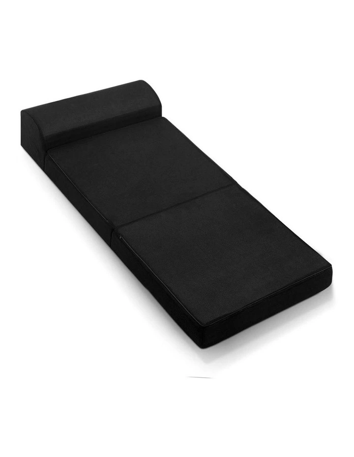 Folding Foam Mattress Portable Single Sofa Bed Mat Air Mesh Fabric Black