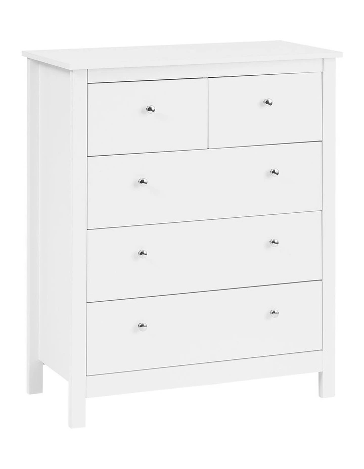 Gemini Chest of 5 Drawers 80cm in White