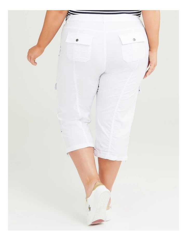 Castaway Cargo Crop Pant in White