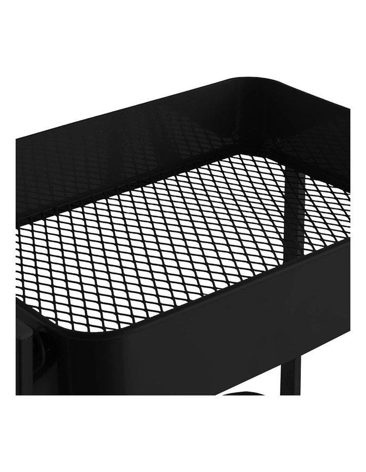 3 Tier Steel Foldable Kitchen Storage Organizer with Wheels in Black