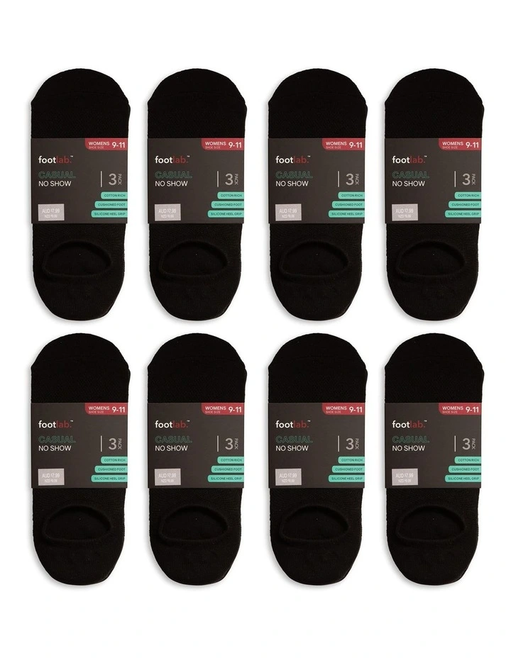 Casual No Show Cushioned Socks (Size 9-11) 24 Pack in Black