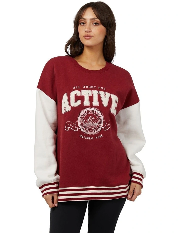 National Contrast Crew Cardigan in Port