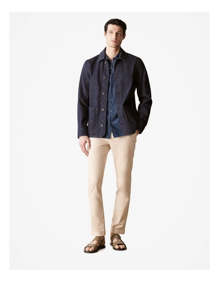 Tailored Fit Cotton Denim Shirt in Dark Indigo