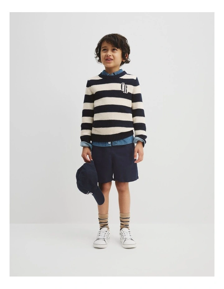 Organically Grown Cotton Classic Stripe Knit Jumper in Cream