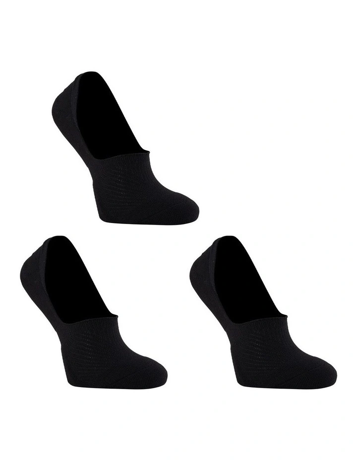 Rexy Cushion No Show Ankle Socks 3 Pack in Black