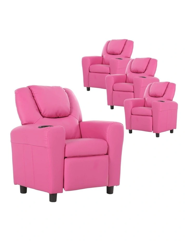 Oliver Recliver Armchairs Set of 4 in Pink