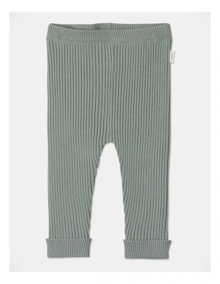 Essential Knit Rib Legging in Green