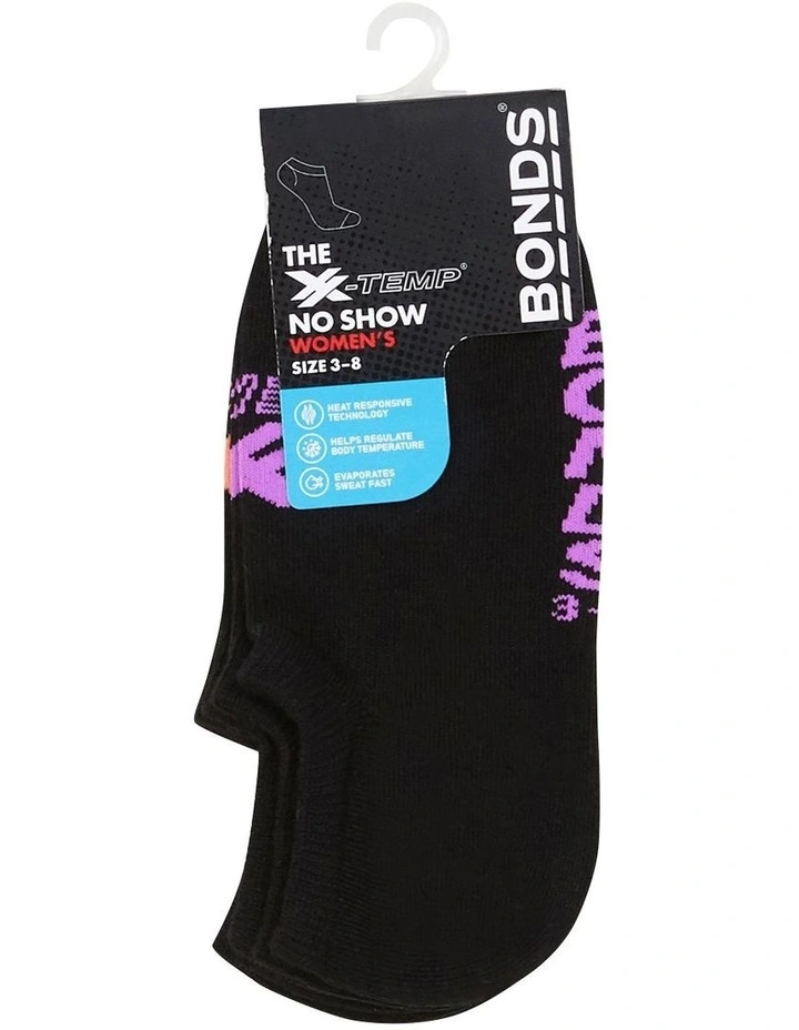 Womens X-Temp No Show Socks 3 Pack in Black