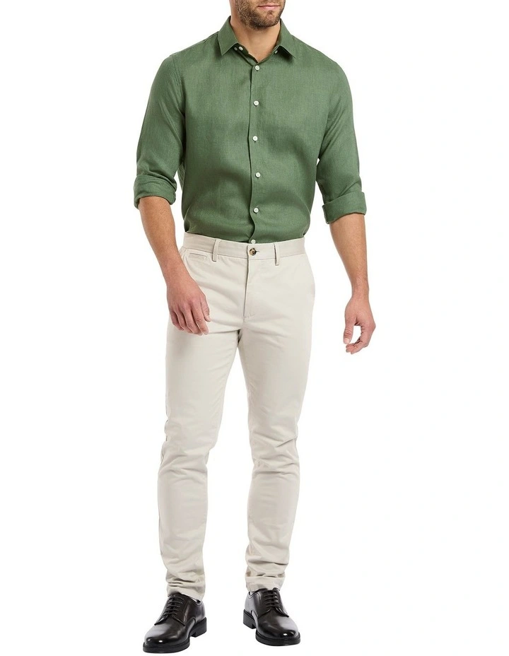 Felix Long Sleeves Linen Shirt in Seaweed