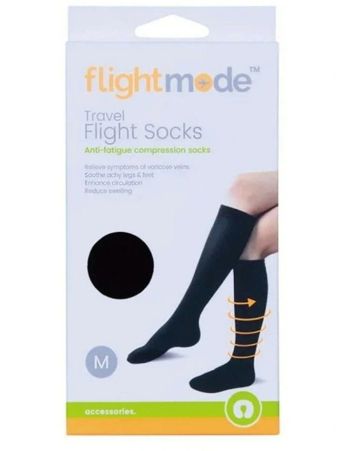 Travel Anti-Fatigue Flight Compression Socks-M in Black