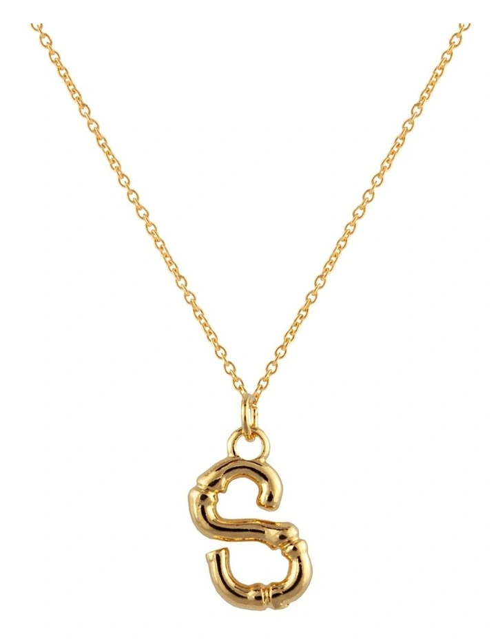 Letter S Initial Gold Necklace