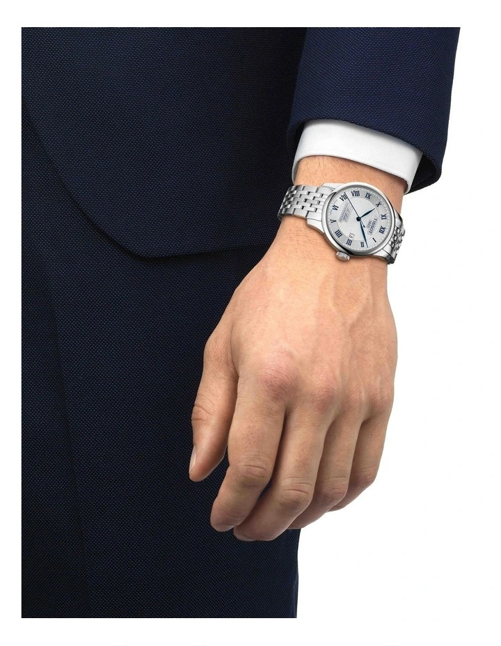 Le Locle Powermatic 80 20th Anniversary T0064071103303 Watch in Silver/Blue