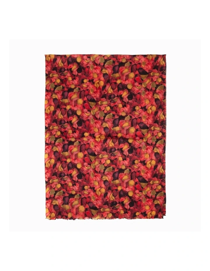 Australian Wool Print Scarf in Saffron Leaves Floral