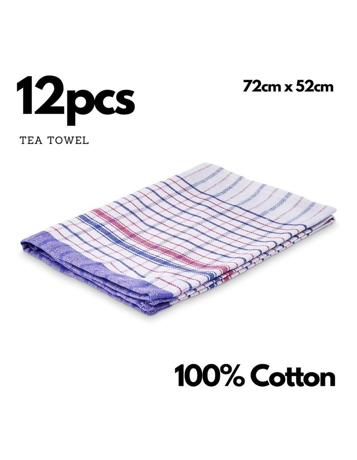 Cotton Tea Towel 12 Piece 72cm x 52cm in Multicolor