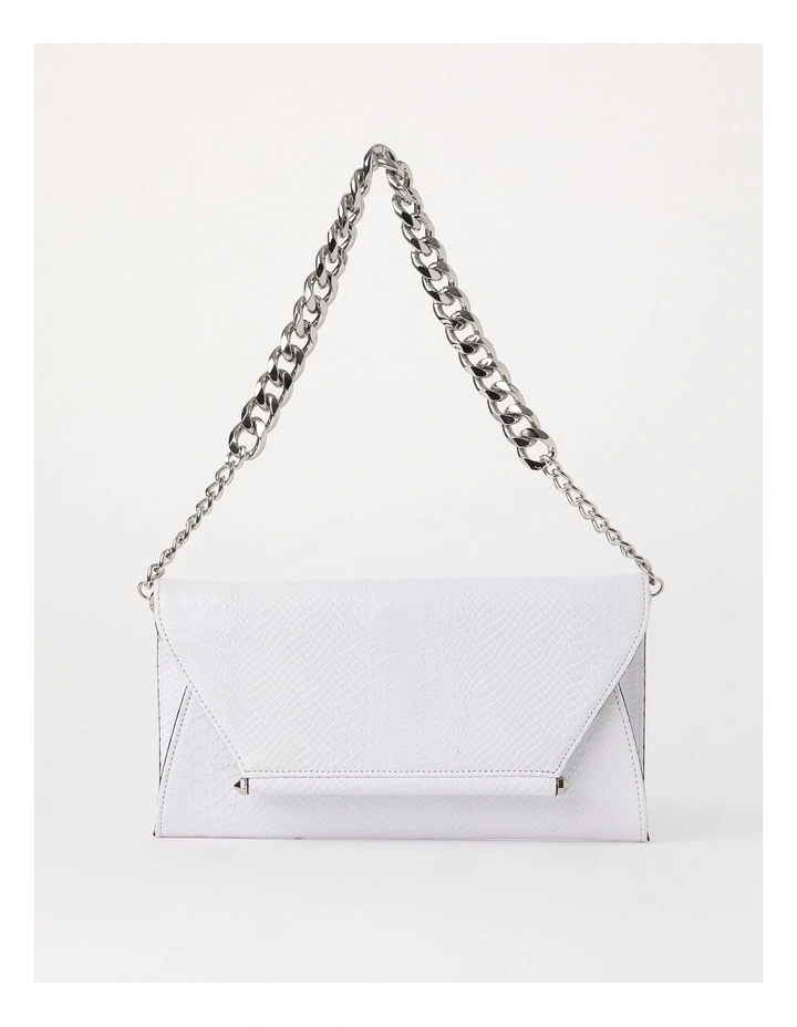 Athena Clutch Bag in White Reptile