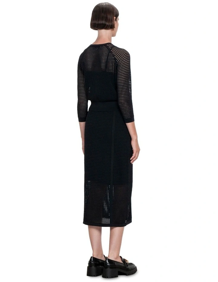 Mesh Knit Cardigan in Black