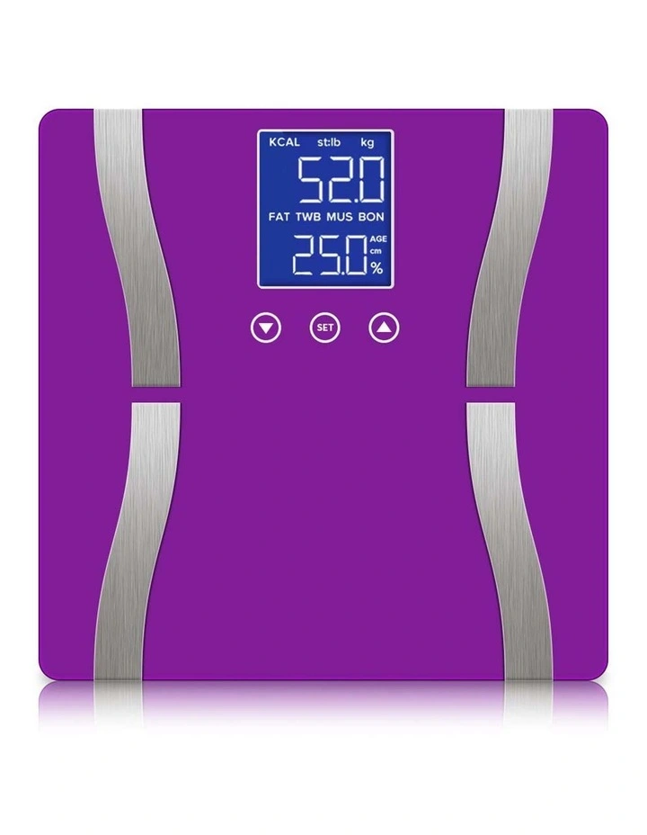Glass Lcd Digital Body Fat Scale in Purple