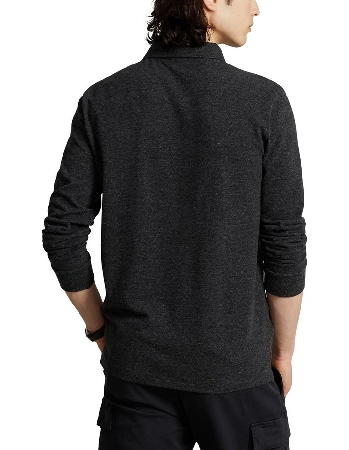 Custom Slim Fit Mesh Polo Shirt in Black