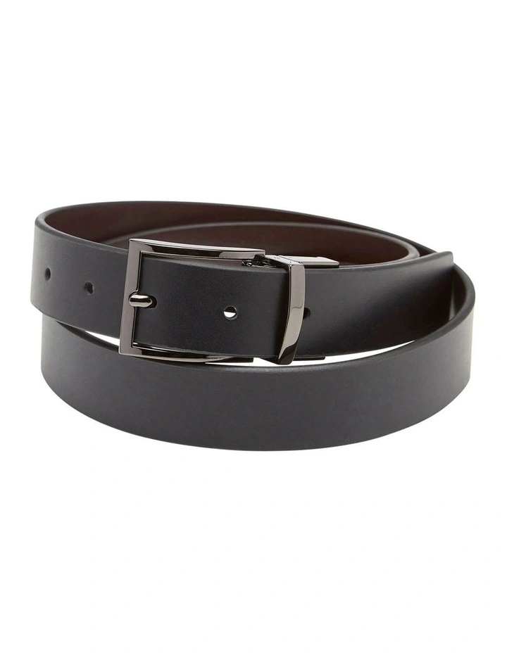 Carson Leather Reversible Belt in Black/Brown
