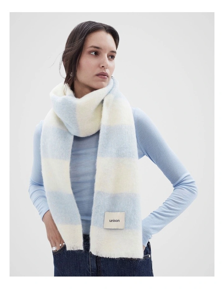 Stripe Scarf in Smoke Blue