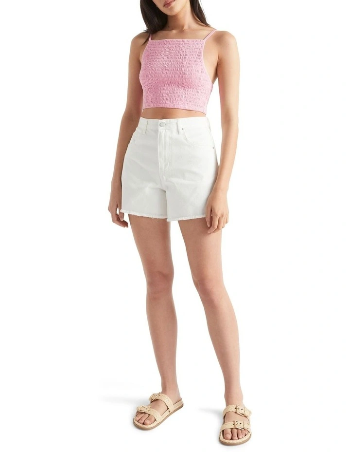 Shirred Jersey Crop in Soft Orchid