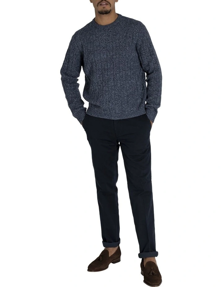 Crewneck Cable Knit In Blue