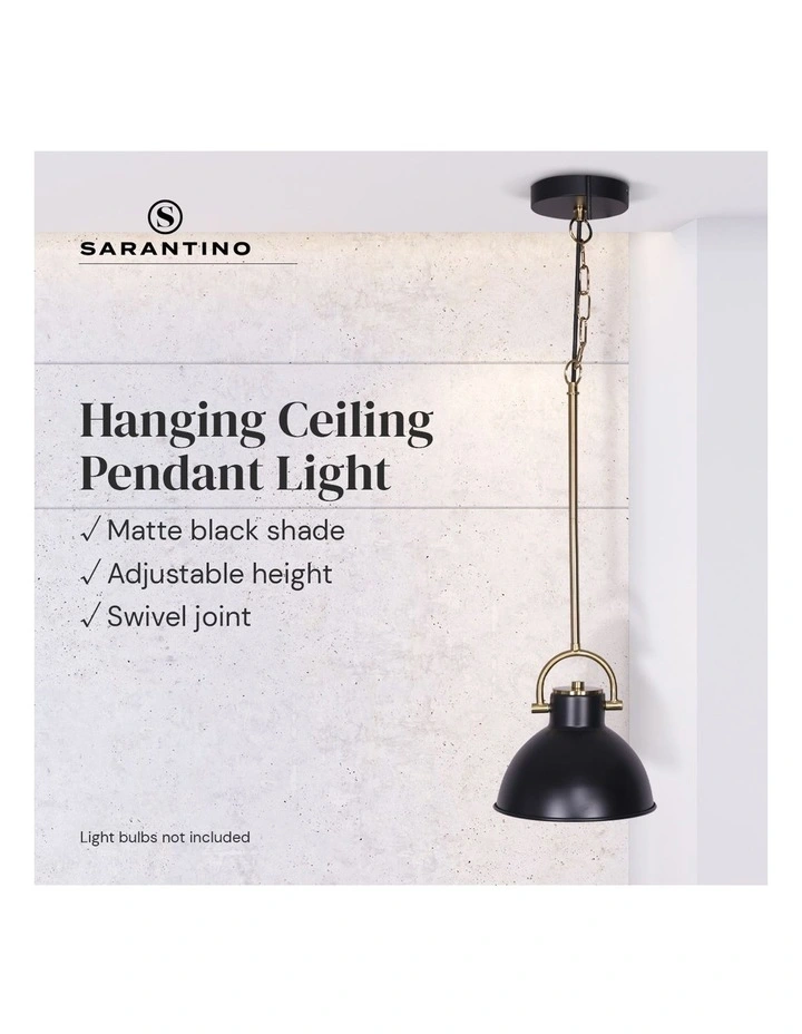 Pendant Light Lamp in Black and Gold