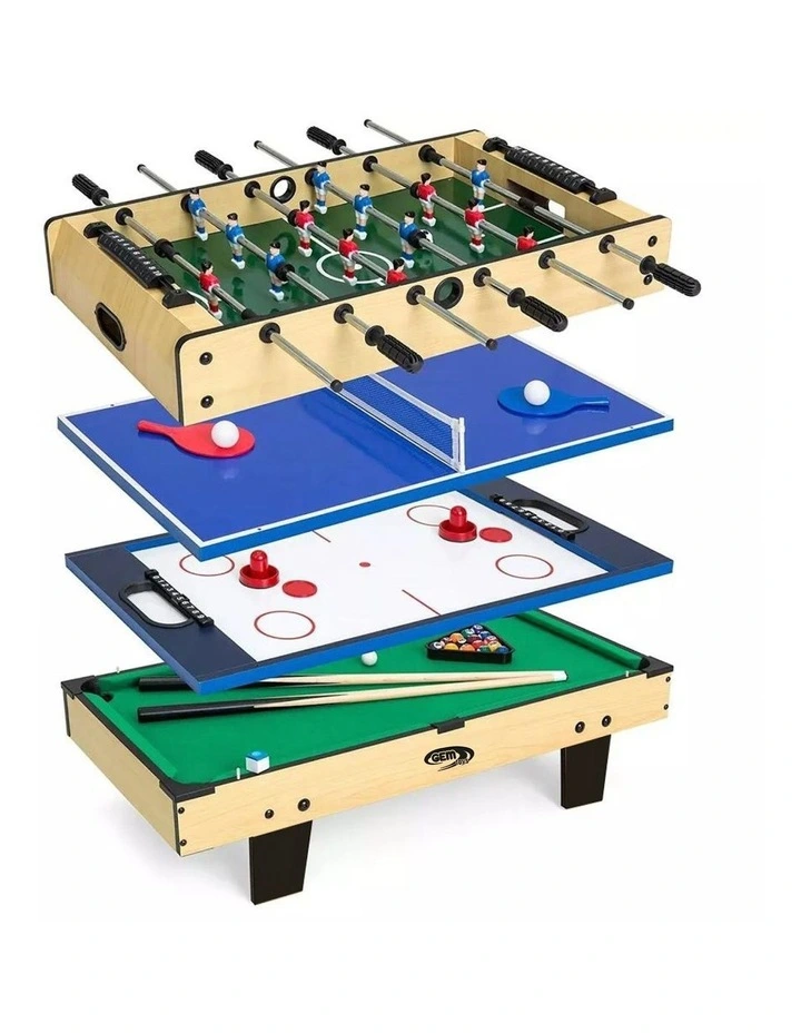 4-in-1 Games and Billiard Table in Black/Wood