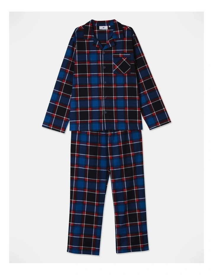 Fun Check Flannelette PJ Set in Navy