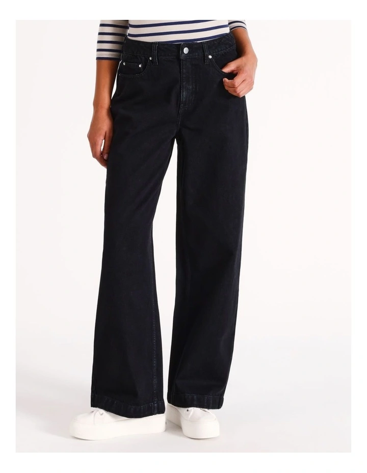 Organic Blend Wide Leg Jean in Washed Black