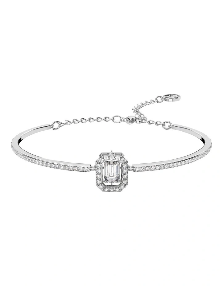 Millenia Bangle Octagon Cut Pave Rhodium Plated in White