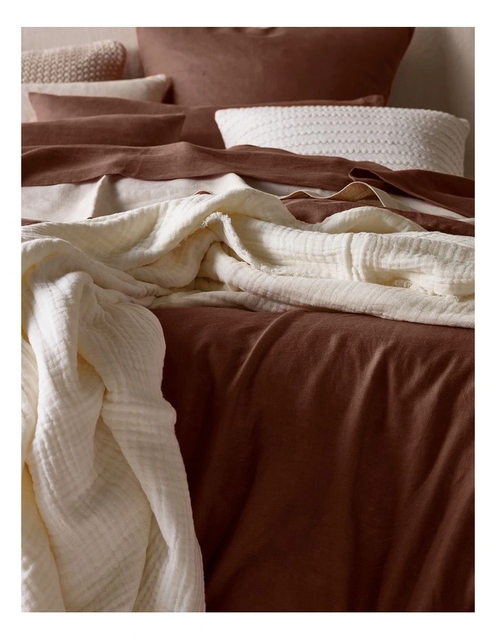 Sandy Cape Washed Belgian Linen Quilt Cover Set in Chocolate