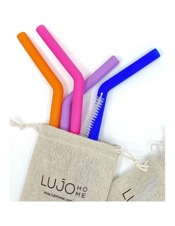 Silicone Straws Set in Dark