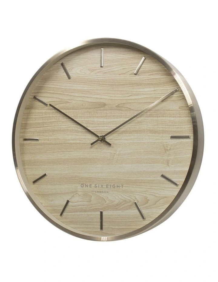 Avalon 40cm Wooden Silent Wall Clock in Brown