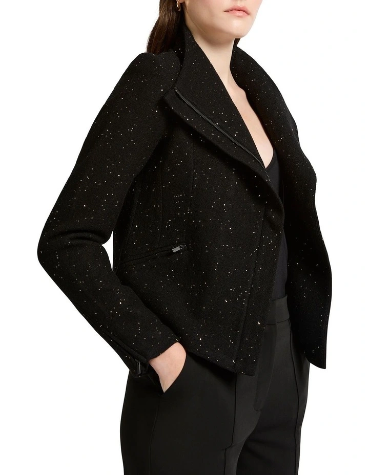 Shani Felted Wool Jacket in Black Sparkle