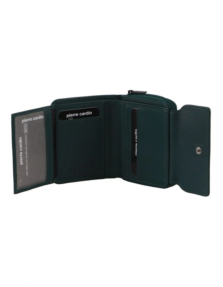 Leather Small Bi-Fold Flap Wallet in Zirkon
