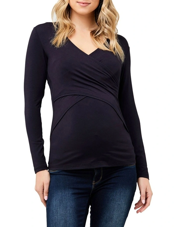 Embrace Long Sleeve Nursing Top in Navy