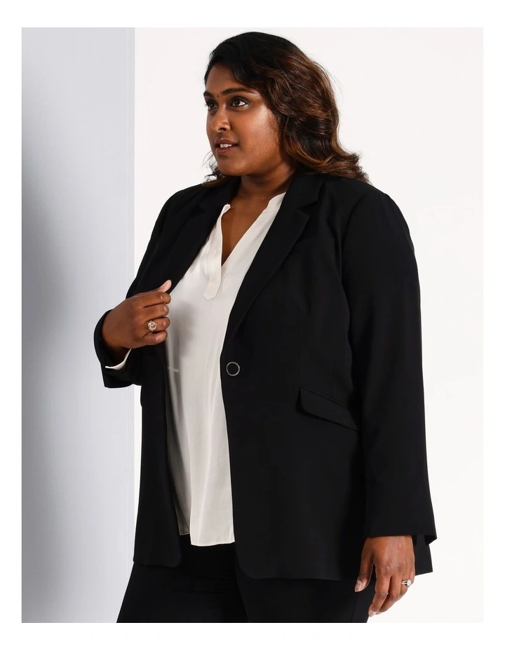 Ava Single Button Blazer in Black