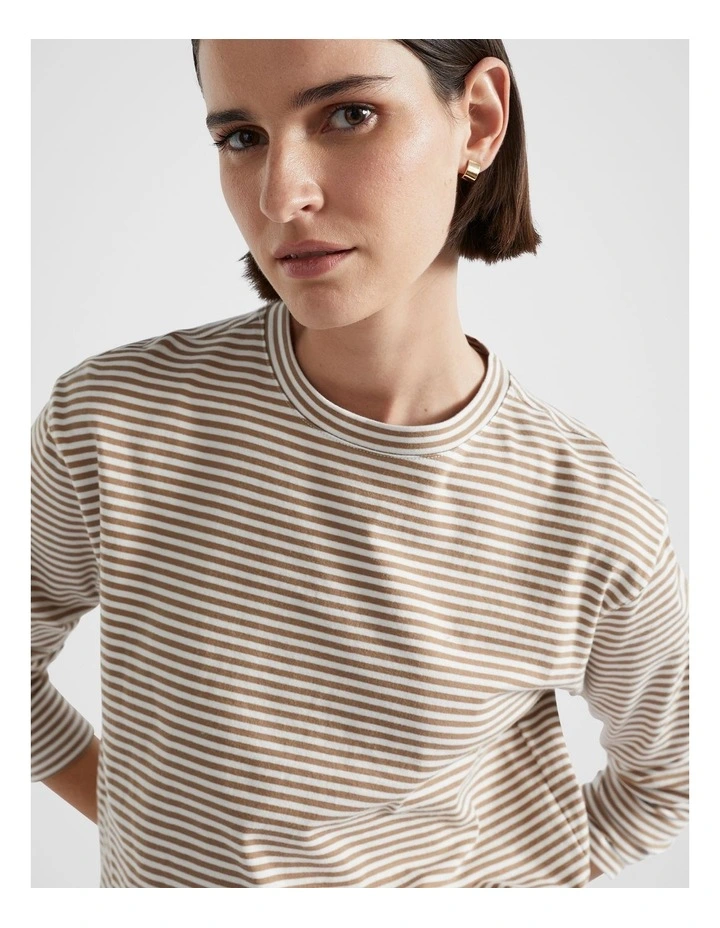 Long Sleeve Top in Deep Chai Stripe