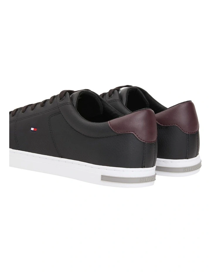 Essential Leather Lace-Up Trainers Shoe in Black