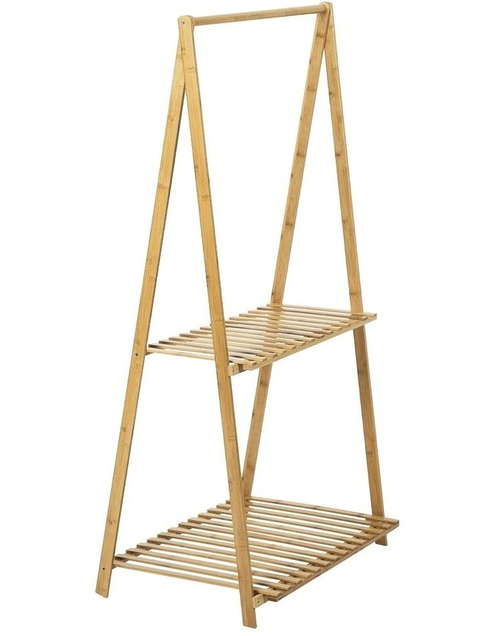 Anori 2 Tier Bamboo Plant Stand with Hanging Bar