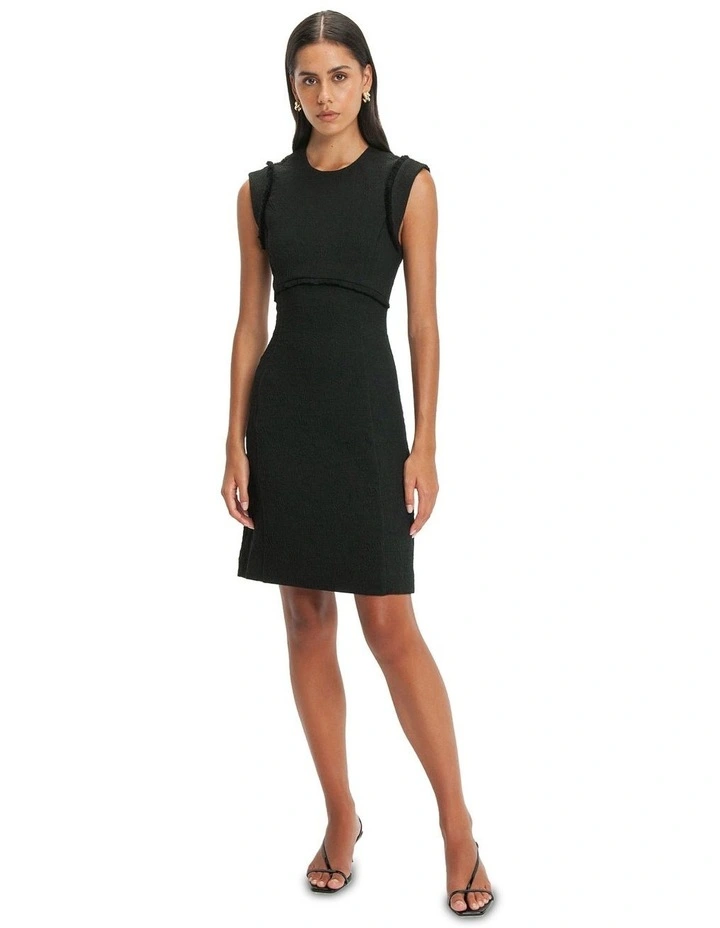 Abstract Jacquard Mini Dress in Black