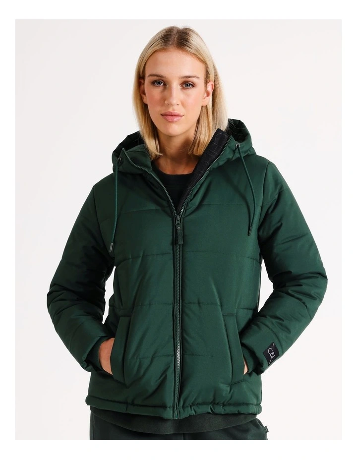 Hooded Puffa Jacket in Green