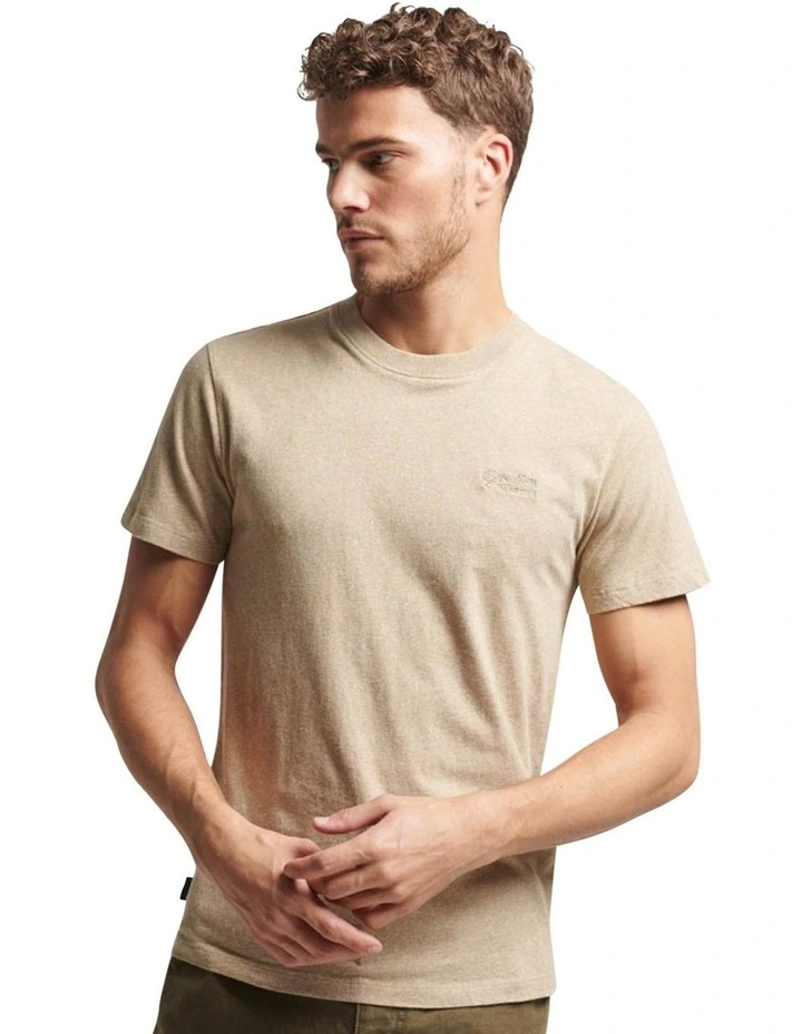 Essential Logo T-shirt in Tan Brown Fleck Marl