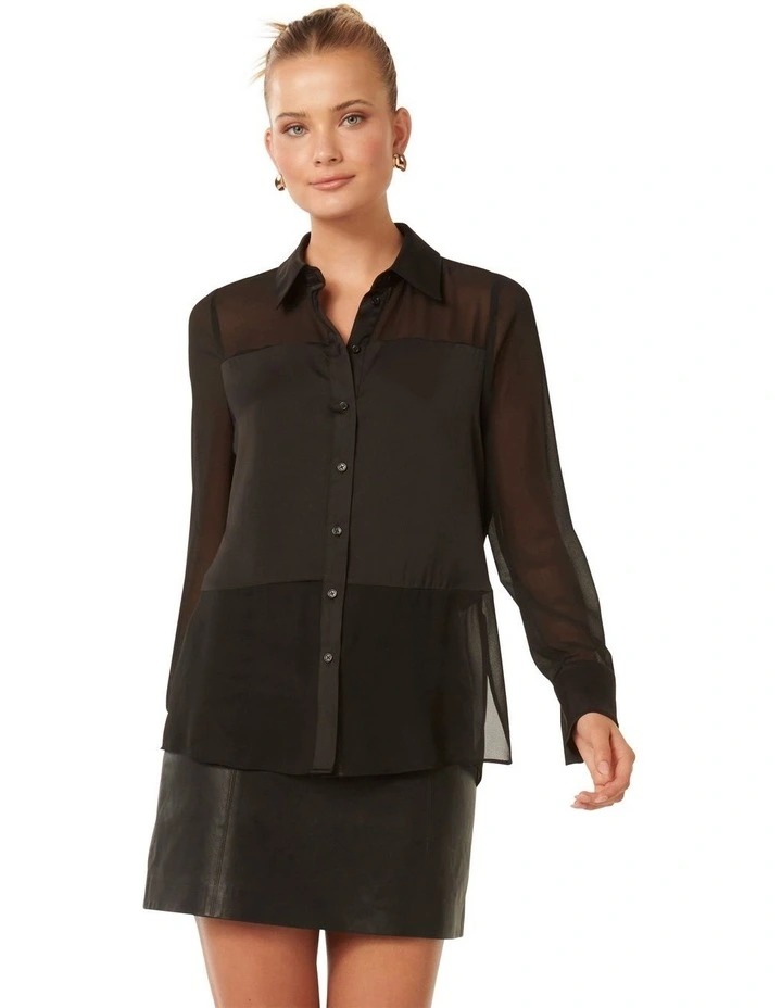 Scout Sheer Panelled Shirt in Black
