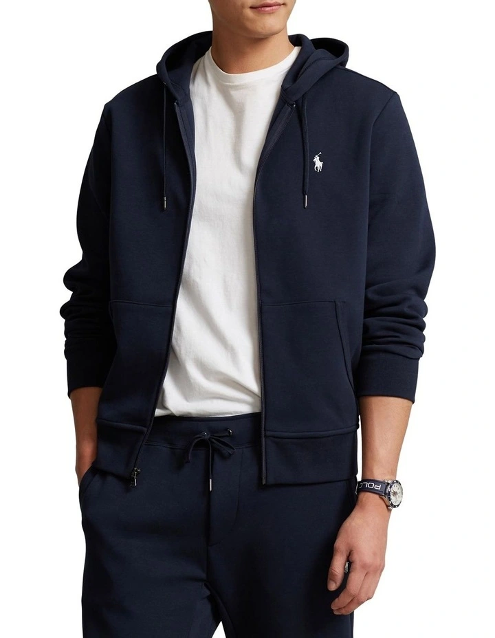 Double Knit Full Zip Hoodie in Blue